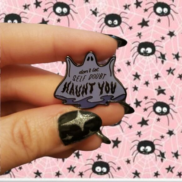 👻Don't let self doubt haunt you, ghost enamel pin - Picture 1 of 7